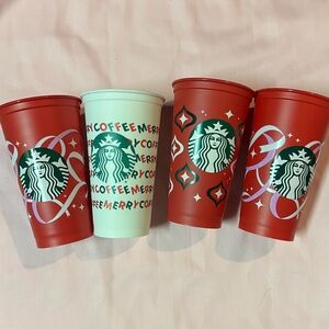 Starbucks Festive Red and White Cup Collection Set of 4